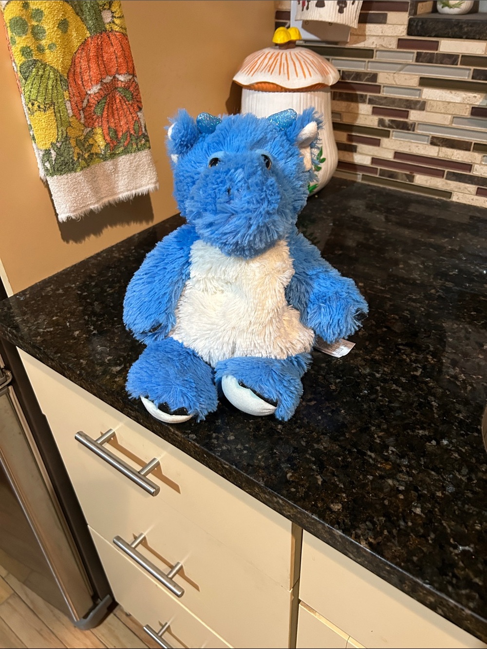 WarmiesPlush Blue Dragon Stuffed Animal with Cream Belly